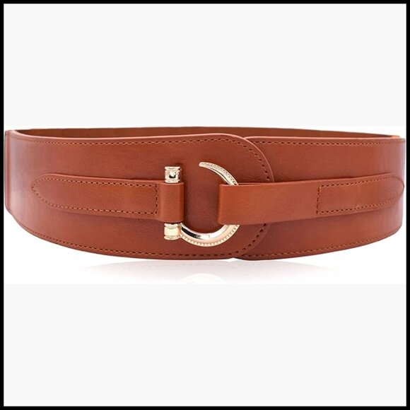 PU Leather Elastic Stretch Belt Hook Closure Vintage Renaissance Fashion main image 6